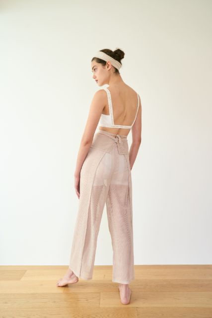 Layered See-Thr Wrap Pant